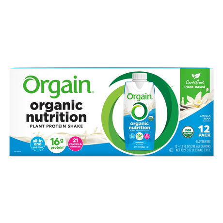 Orgain Organic Vegan Plant Based Nutritional Shake, Vanilla, CS/12