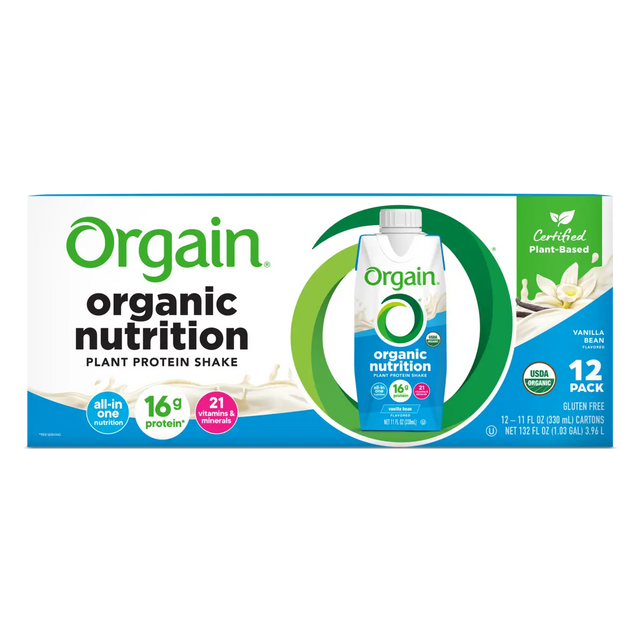 Orgain Organic Vegan Plant Based Nutritional Shake, Vanilla, CS/12