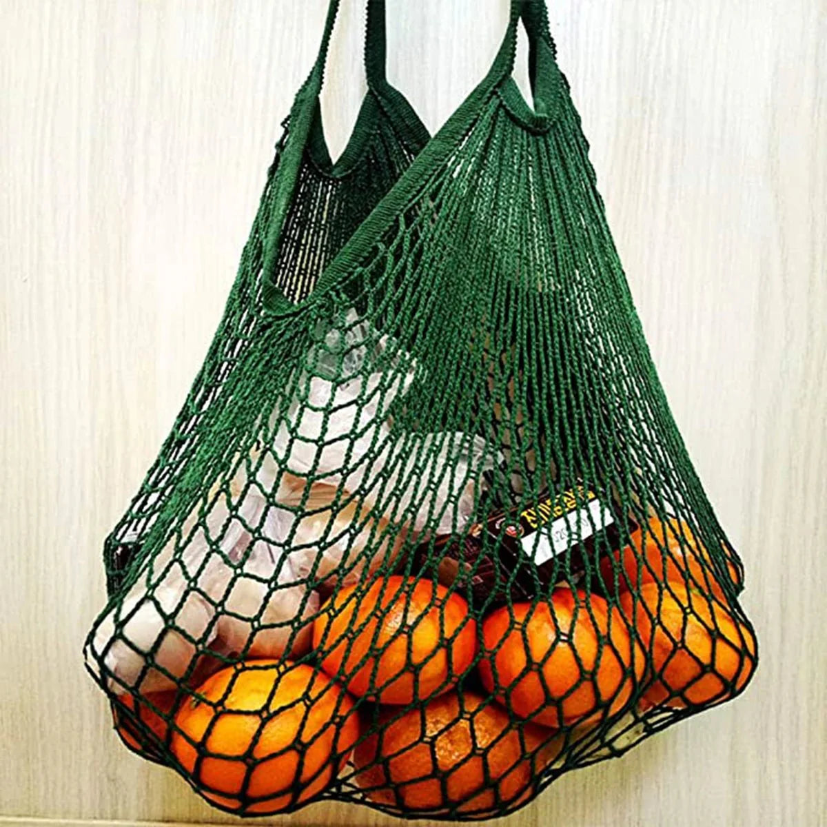 Organic Cotton Mesh Tote Bags Portable Net and String