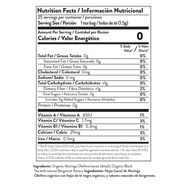 Organic Moringa Tea, Earl Grey