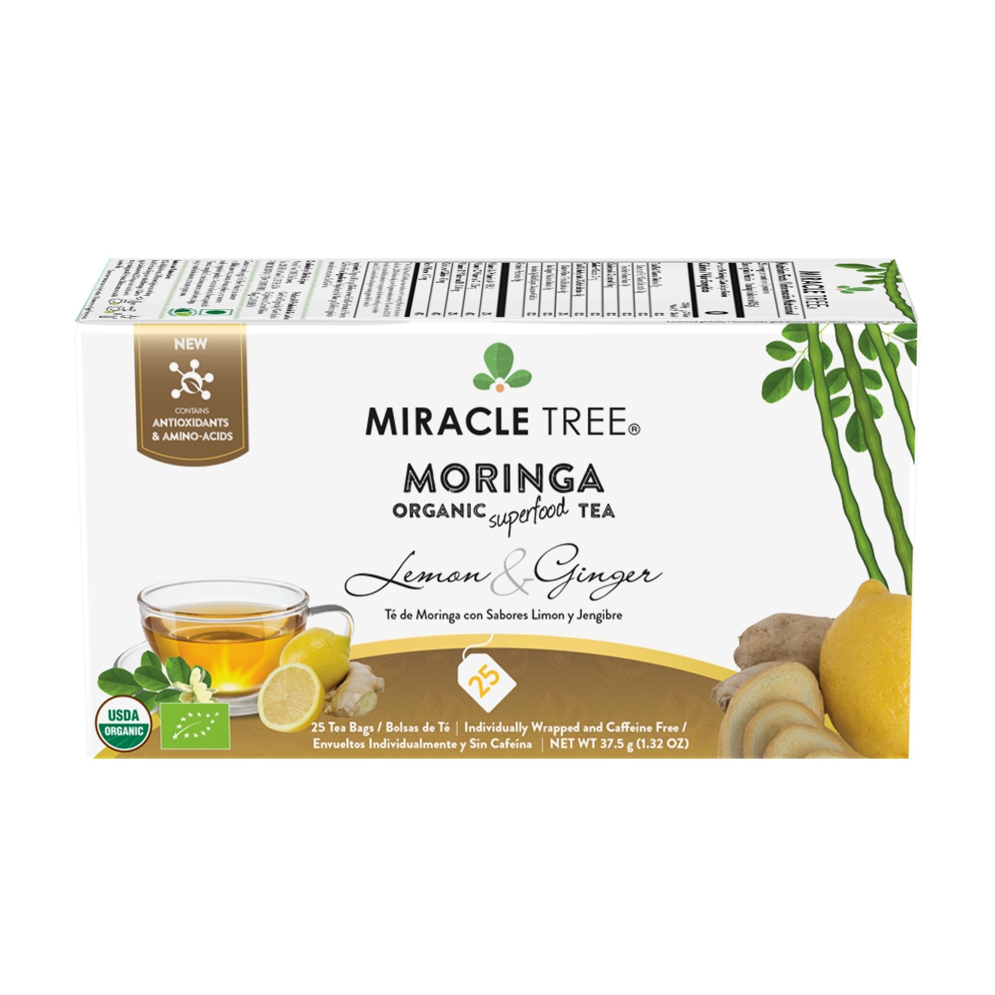 Organic Moringa Tea, Lemon & Ginger