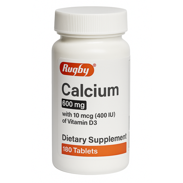 Rugby Calcium and Vitamin D3 Dietary Supplement, 600 mg