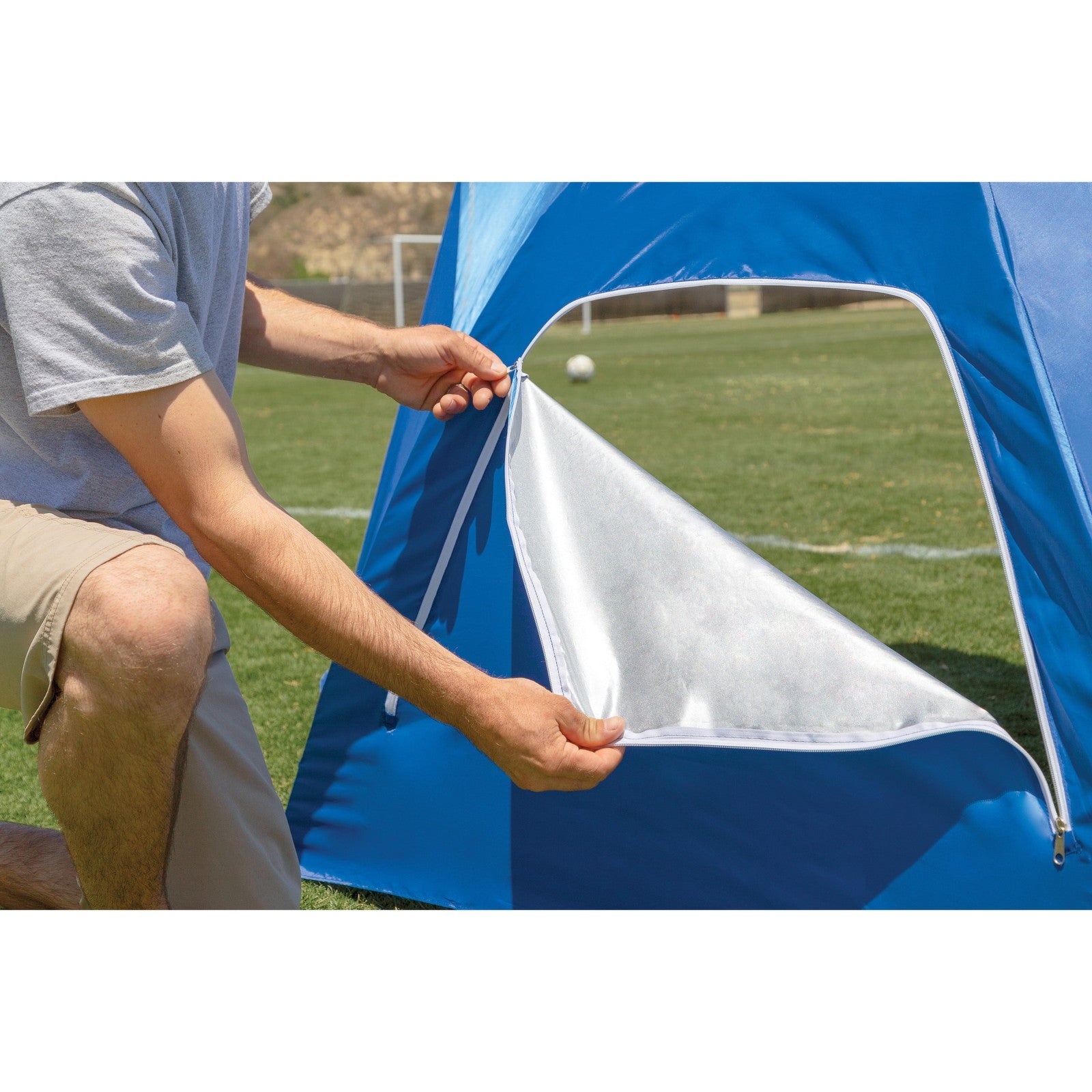 Blue Sport-Brella Ultra 8' Portable All-Weather and Sun Umbrella with Carry Bag