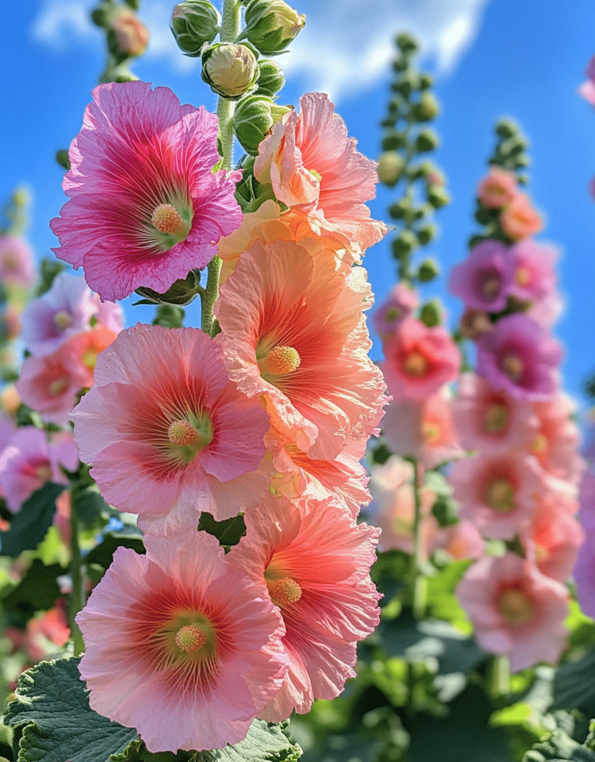 25 PEACH HOLLYHOCK Alcea Rosea Flower Seeds Perennial