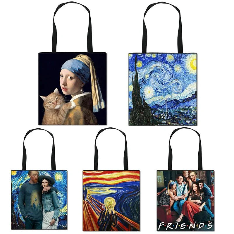 Starry Night / Statue David / Mona Lisa Handbags