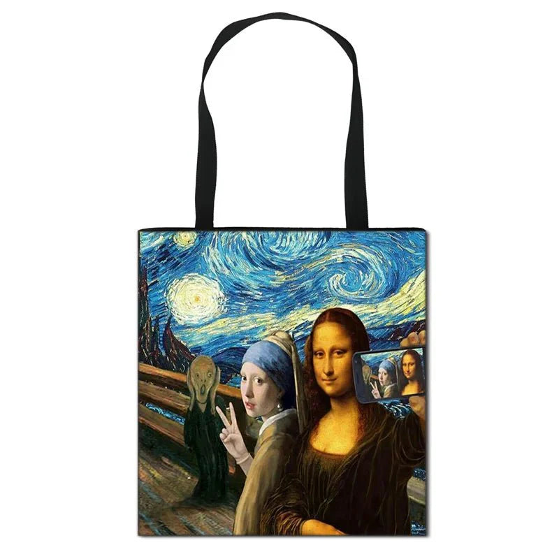 Starry Night / Statue David / Mona Lisa Handbags