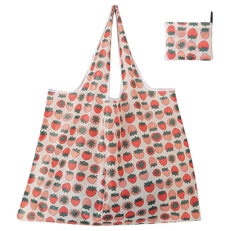 Supermarket Tote Bags Portable - with Cartoon Animal Lemo Strawberry Printing