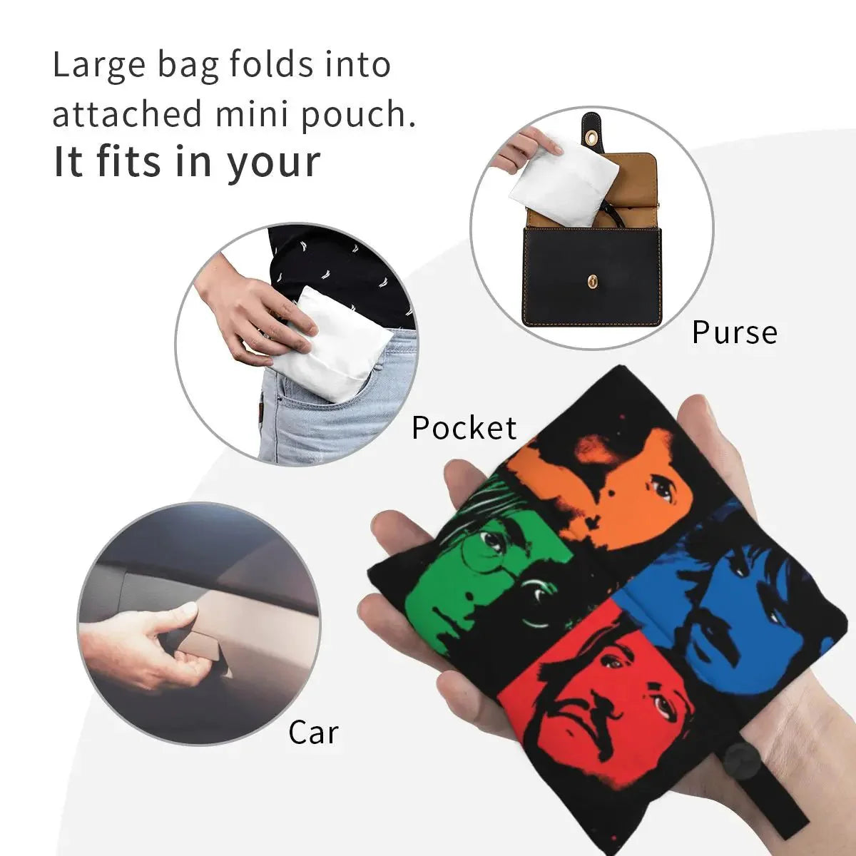 The Beatle Portraits Reusable Shopping Bags