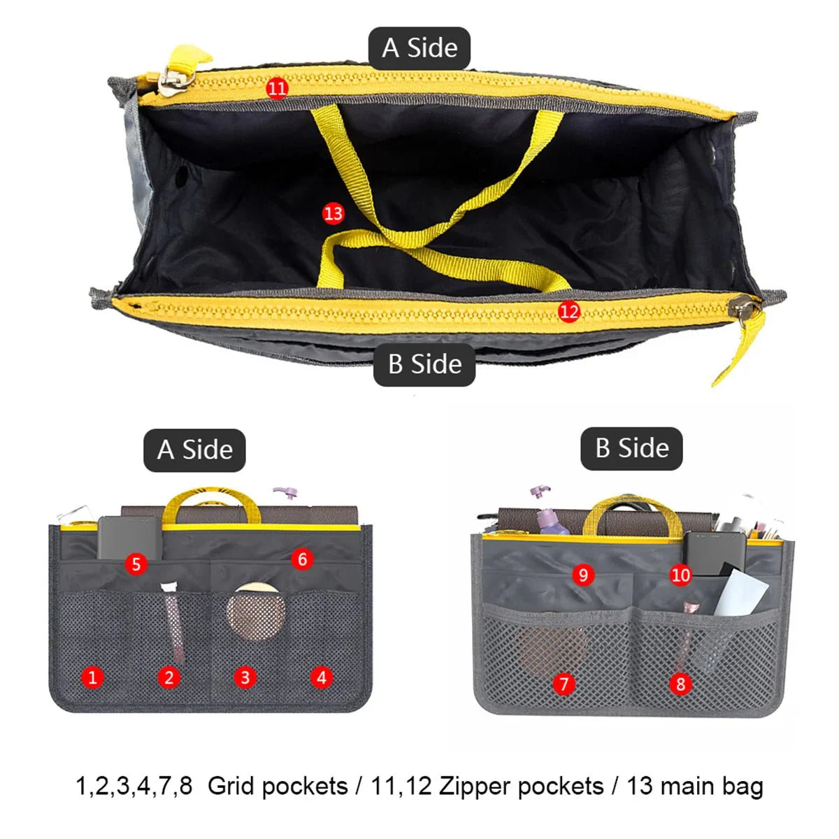 Travel Insert Handbag Organiser Nylon Bag