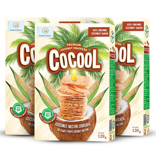 Amazin Choices Premium Coconut Crackers, 4.2 oz, Pack of 3