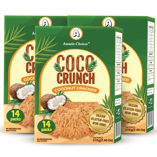 Amazin Choices COCO Crunch Coconut Crackers, 7.4 oz, Pack of 3