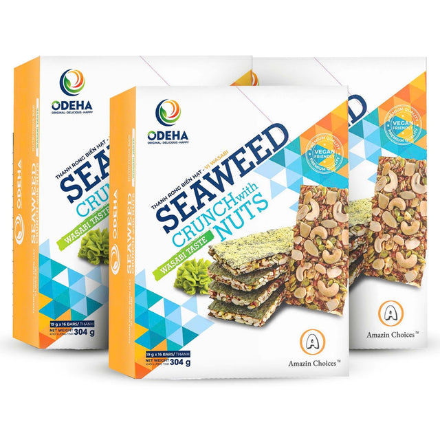 Amazin Choices Seaweed Crunch with Nuts Wasabi Taste, 10.72 oz, Pack of 3