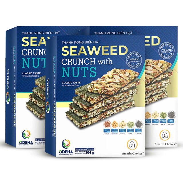Amazin Choices Seaweed Crunch with Nuts Classic Taste, 10.7 oz, Pack of 3