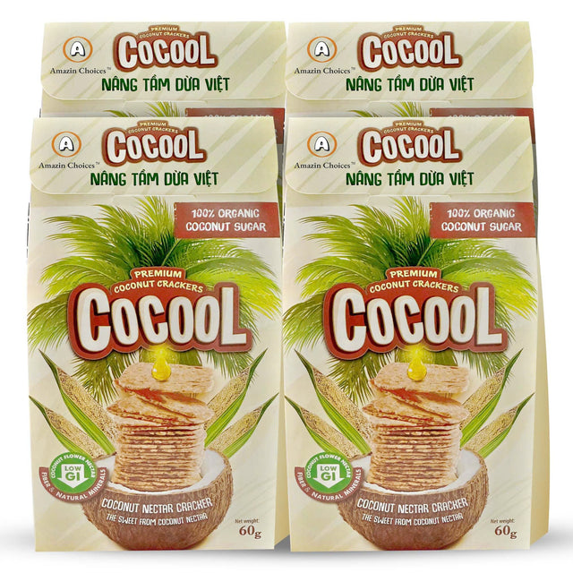 Amazin Choices Premium Coconut Crackers, 2.11 oz. Pack of 4