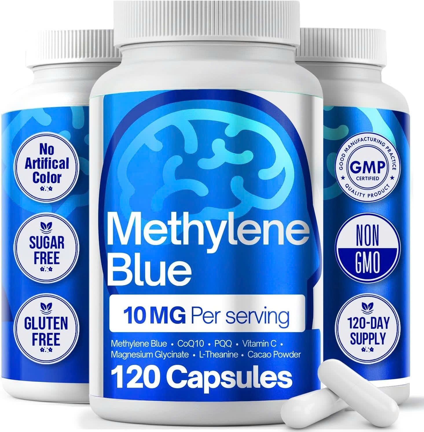 Methylene Blue Capsules - Natural Cacao and Vitamin C Ester for Added Support, Cognitive Supplement