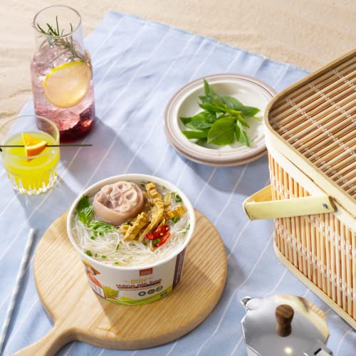 SIMPLY FOOD Instant Pork and Bamboo Shoot Rice Vermicelli Noodles (Bún Măng Giò Heo) - 9 BOWLS/ 70g each – Thin, White, Round, Rice Vermicelli Noodles in a Delicious Pork and Bamboo Shoot Broth