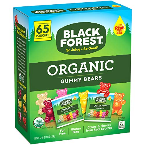 Black Forest Organic Gummy Bears Candy, 0.8 Ounce Pouches, 65 Count