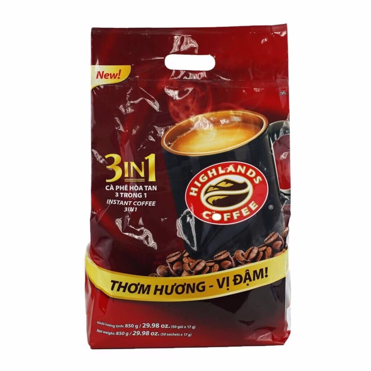 Vietnam Instant Coffee - 3 In 1 Instant Coffee From Highlands Coffee - Bag of 50 sachets (29.98 Oz)