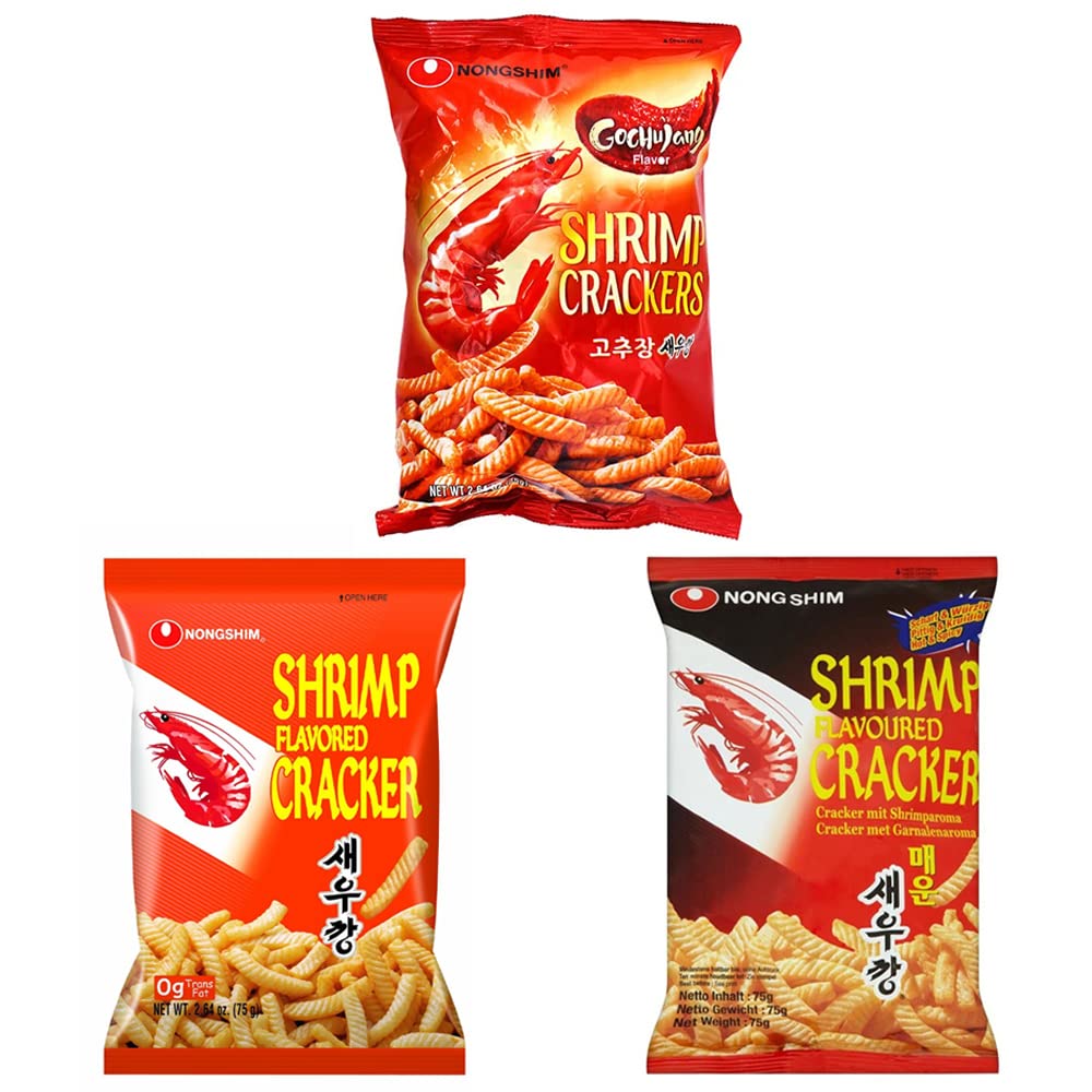 Nongshim shrimp crackers original spicy and gochujang flavors