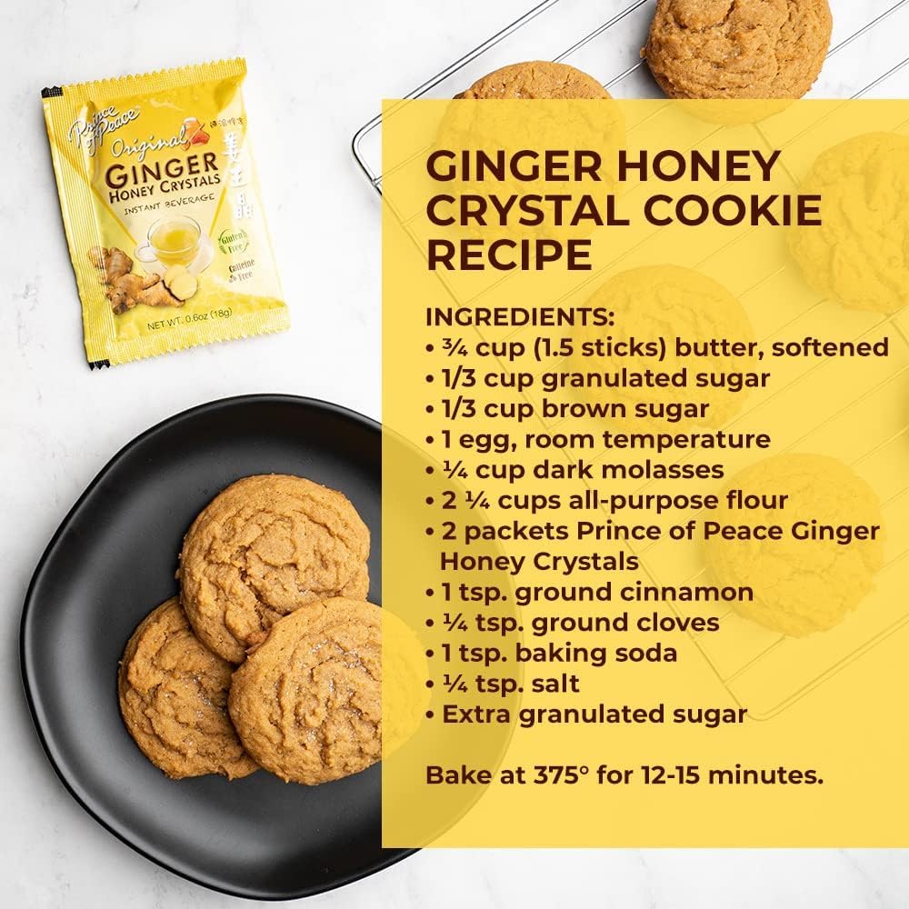 Instant Ginger Honey Crystals Family Value Pack 30 Sachets 18g per Sachets (Total 19oz/ 540g) By Prince of Peace